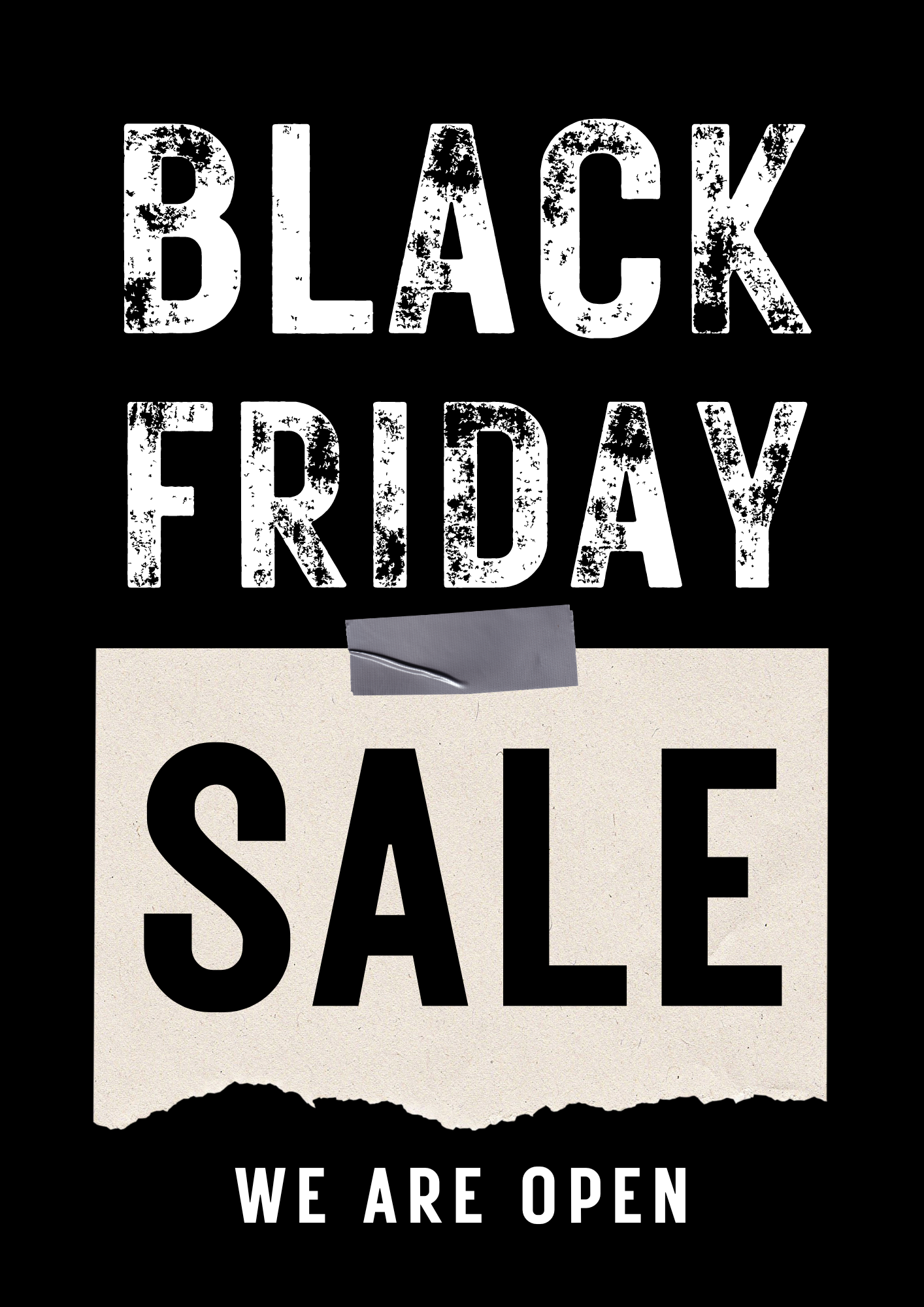 Bold Grunge Black Friday Sale We Are Open Poster (1)